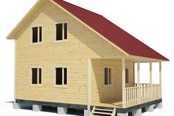 Проект каркасного дома 6х6 с полуторным мансардным этажом и верандой - Дачное строительство | Окна, балконы, лоджии